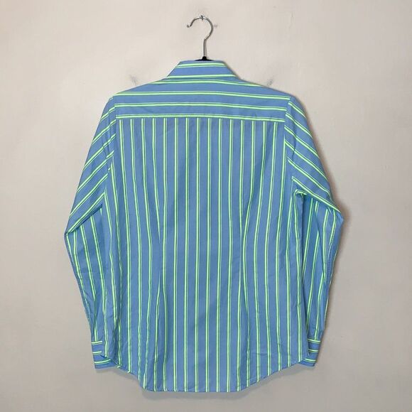 The Shirt by Rochelle Behrens The Icon Shirt in Blue & Lime Green Stripe Size S - Picture 6 of 12